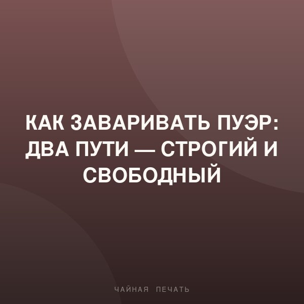 Как заваривать пуэр: два пути — строгий и свободный